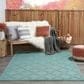 Nourison Easy Care 5" x 7" Aqua and Teal Indoor/Outdoor Area Rug, , large