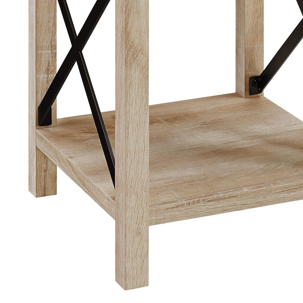 Walker Edison Barn Door Side Table in White Oak, , large