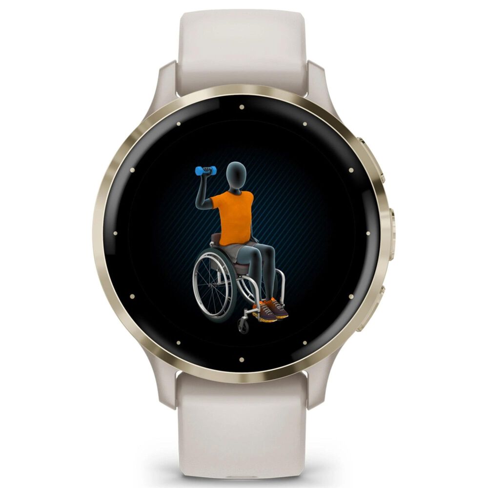 Garmin Venu 3S Smartwatch 41mm Soft Gold Stainless Steel Bezel Case with Ivory Silicone Band, , large