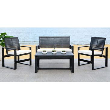 Safavieh Ozark 4-Piece Outdoor Conversation Set in Black Wash, , large