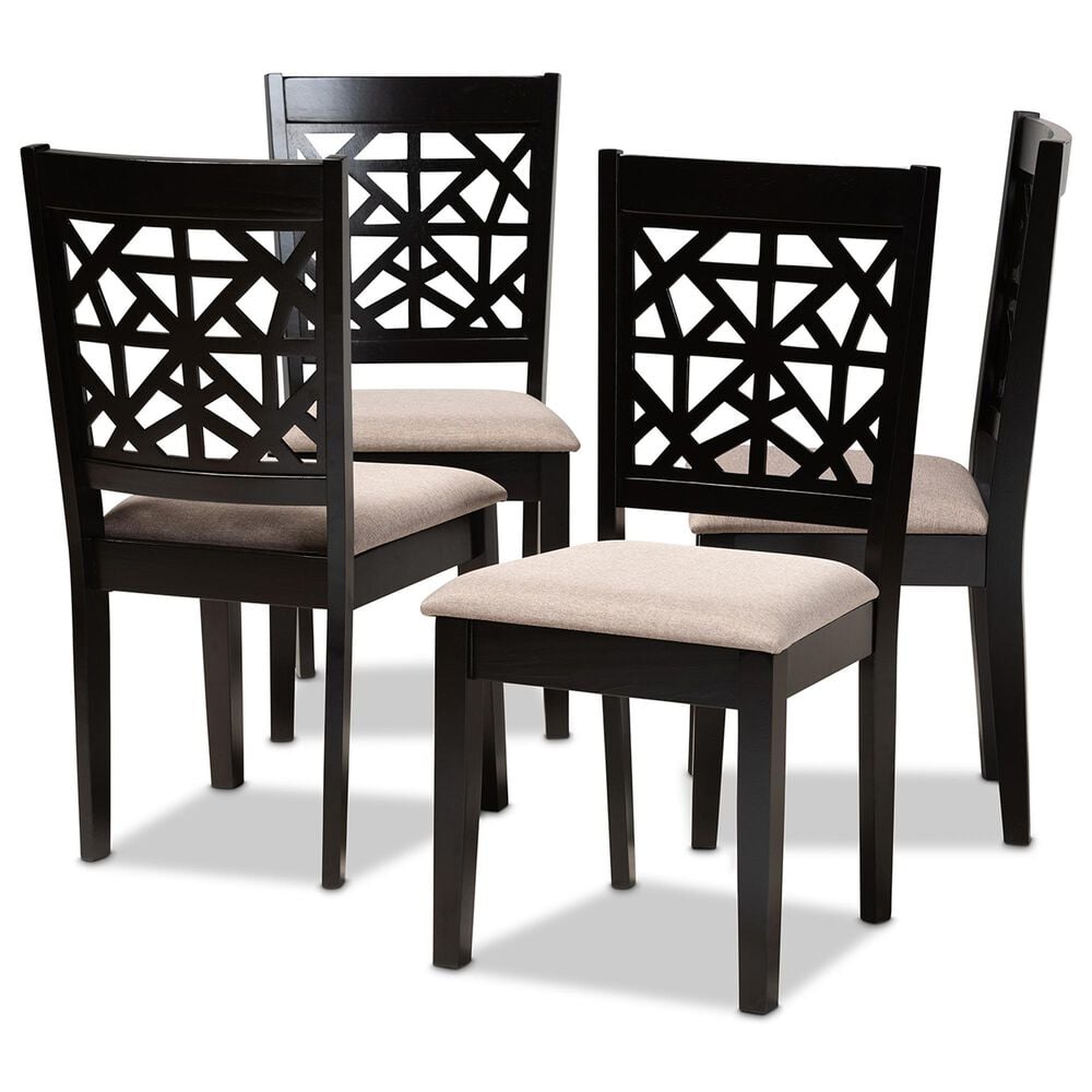 Baxton Studio Jackson Side Chair with Sand Cushion in Espresso Brown (Set of 4), , large