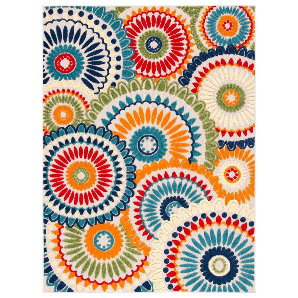 Safavieh Cabana CBN382M 3" x 5" Blue and Ivory Indoor/Outdoor Area Performance Rug, , large
