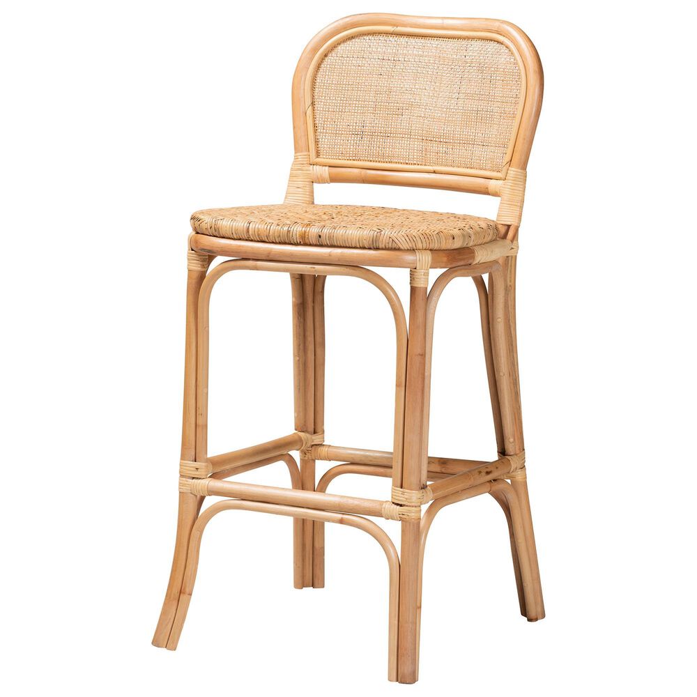 Baxton Studio Adrena Bar Stool in Natural Brown, , large