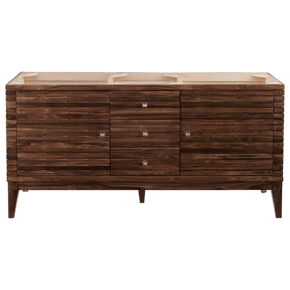 James Martin Linear 59" Double Vanity Cabinet in Mid Century Walnut, , large