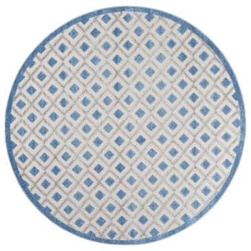 Nourison Aloha ALH26 7"10" Round Blue and Grey Indoor/Outdoor Area Rug, , large