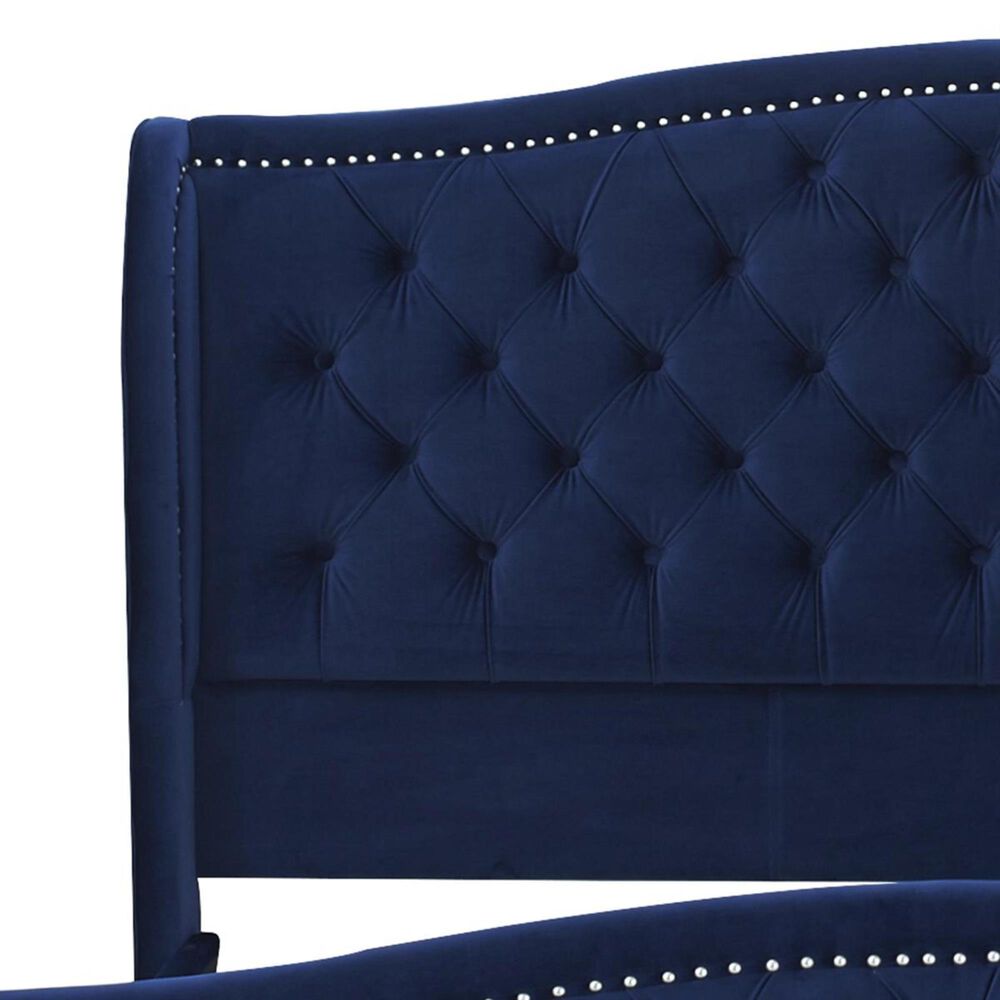 Jennifer Taylor Home Marcella Tufted Wingback King Bed in Navy Blue NFM