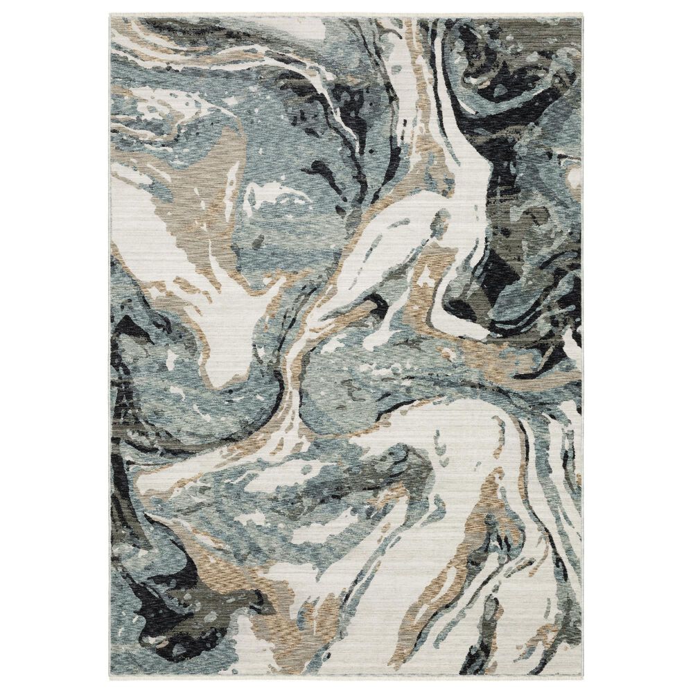 Oriental Weavers Echo ECH07 Blue and Ivory 3"3" x 5" Area Rug, , large