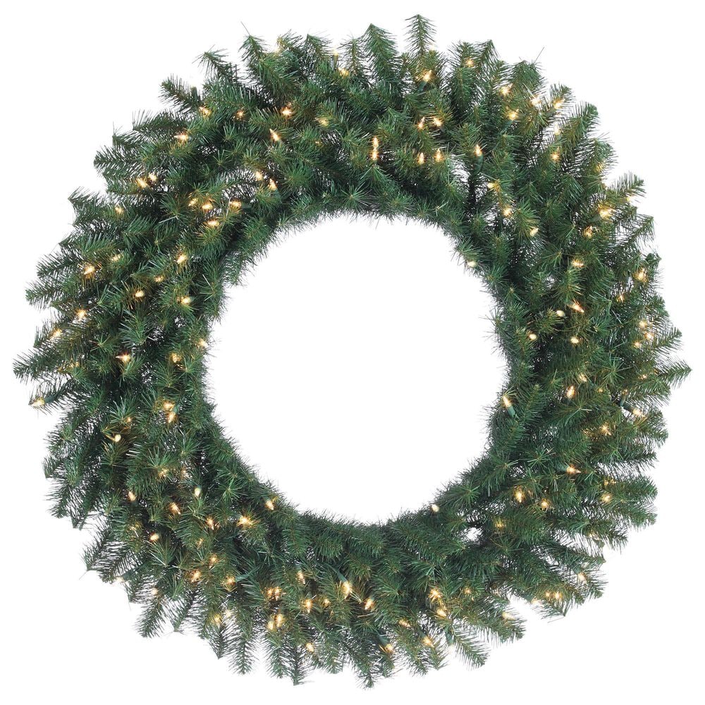 The Gerson Company 24" Pre-Lit Canadian Pine Artificial Christmas Wreath with White LED Lights Wreath in Green, , large