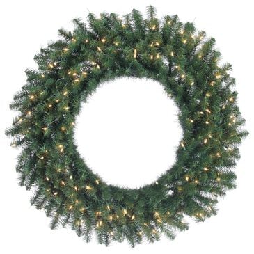 The Gerson Company 24" Pre-Lit Canadian Pine Artificial Christmas Wreath with White LED Lights Wreath in Green, , large