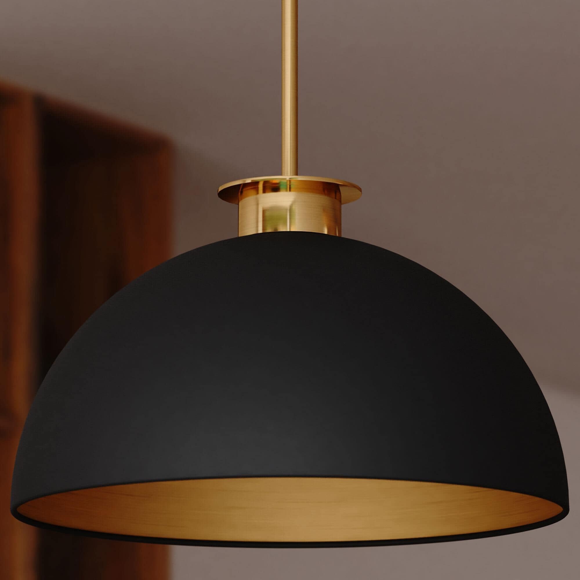 Vaxcel Devon 1-Light Pendant in Matte Black and Satin Brass