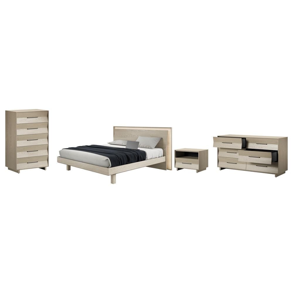 BDI Kara 4-Piece King Bedroom Set in Washed Oak, , large