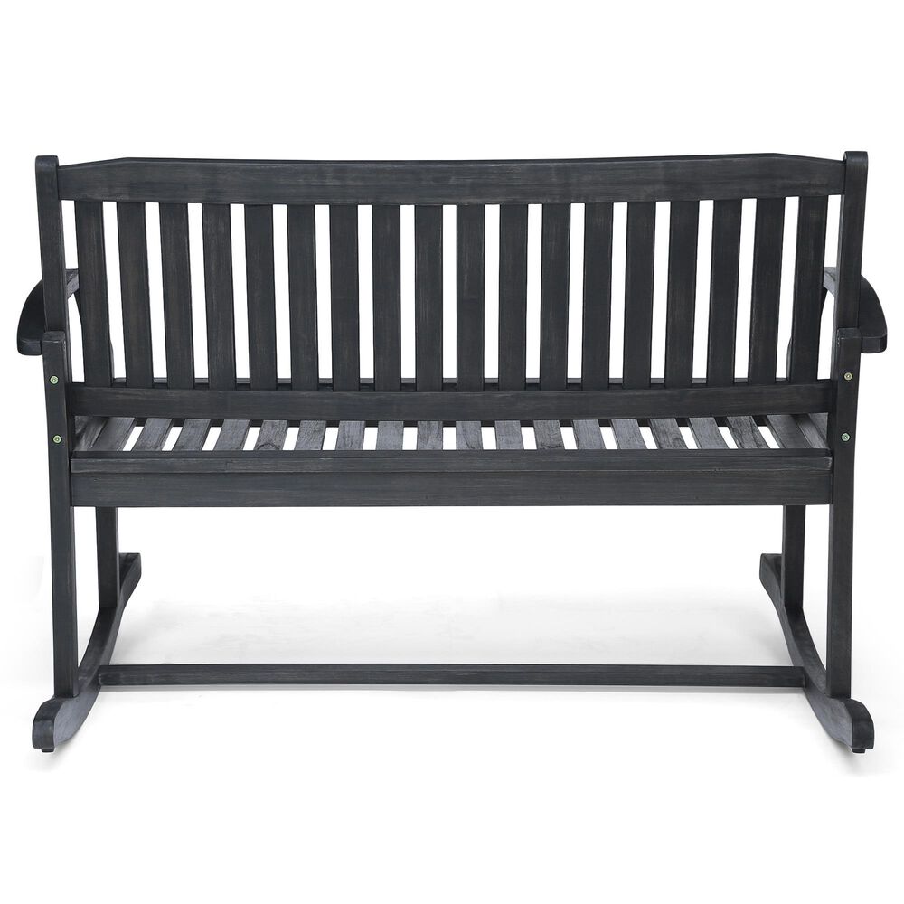 Hearth and Haven Baxter Outdoor Rocking Loveseat in Dark Grey, , large