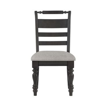 Boulder & Pine French Country Upholstered Side Chair in Black and Dark Gray, , large