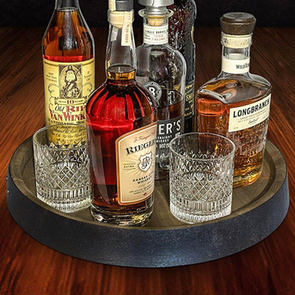 Aged & Charred Barrel Top Whiskey Display Stand in Multicolor, , large