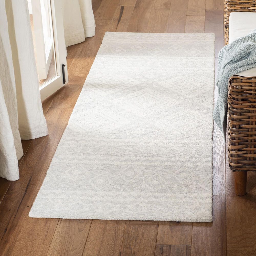 Safavieh Micro-Loop Southwestern 2&#39;3&quot; x 7&#39; Gray and Ivory Runner, , large