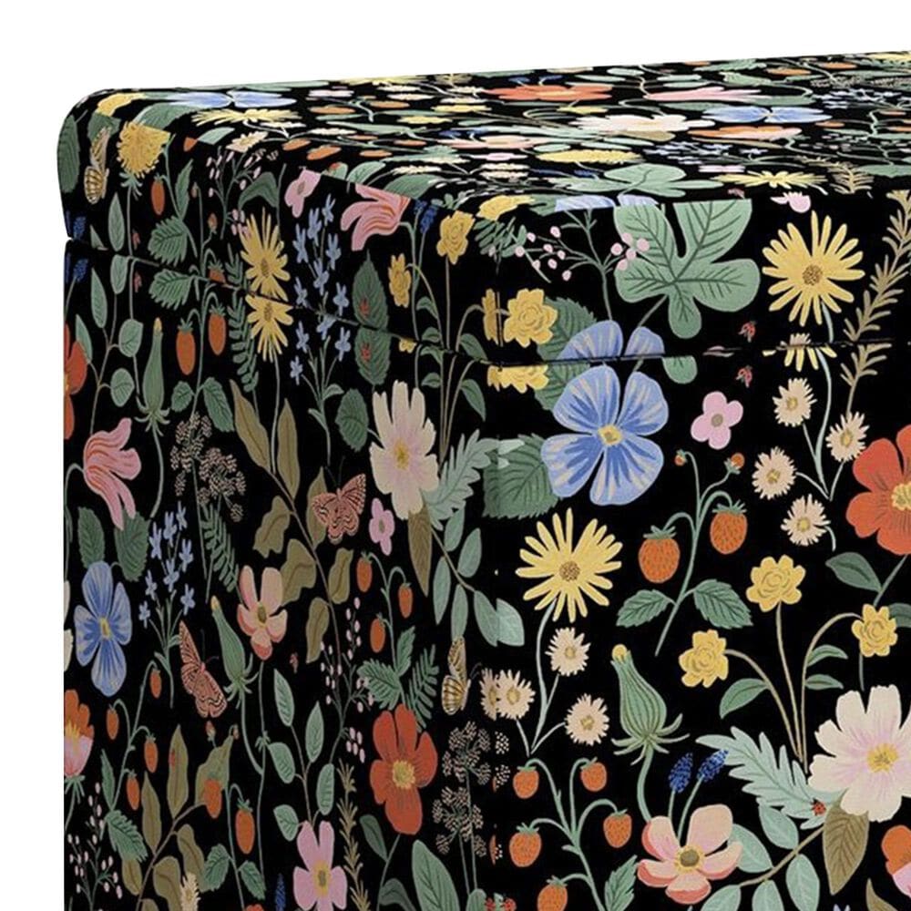 Rifle Paper Co Crafted by Cloth and Company Willie Storage Bench in Stawberry Fields Black, , large