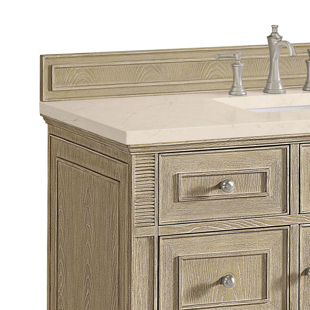 James Martin Vanities Lorelai 48&quot; Single Vanity in Whitewashed Oak with 3 cm Eternal Marfil Quartz Top, , large