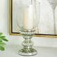 Maple and Jade Handmade Turned Style Pillar Room Hurricane Lamp in Silver, , large