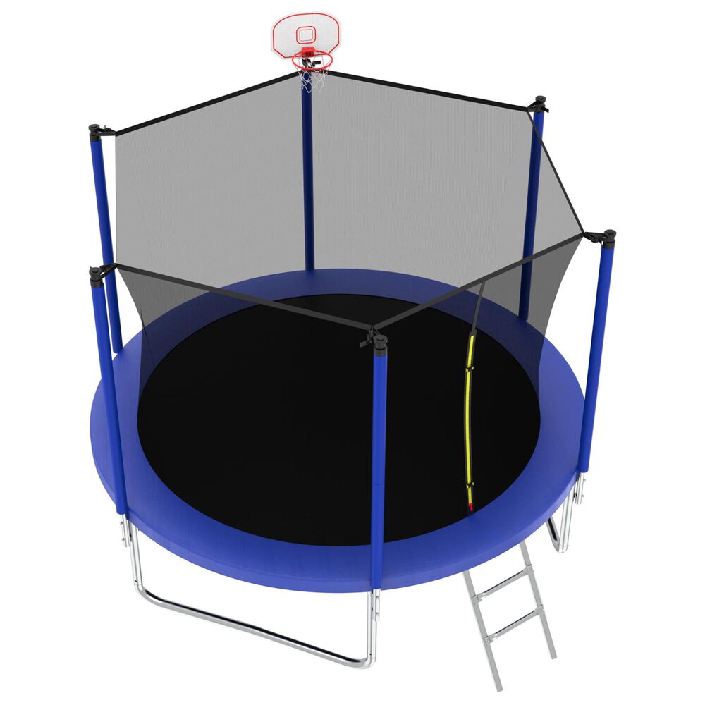 HOMLUX 10" Outdoor Trampoline Sports with Ladder in Blue, , large