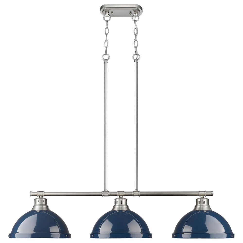 Golden Lighting Duncan 3-Light Pendant with Matte Navy Shade in Pewter, , large