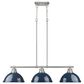 Golden Lighting Duncan 3-Light Pendant with Matte Navy Shade in Pewter, , large
