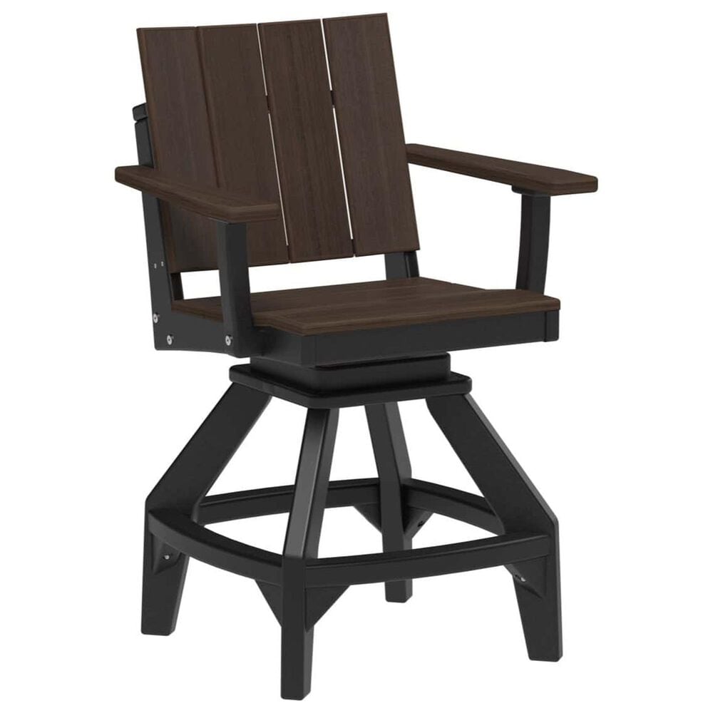 Amish Orchard Urban Outdoor Counter Swivel Chair in Brazilian Walnut and Black, , large