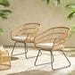 Hearth and Haven Terry Outdoor Dining Chair with Beige Cushion in Light Brown (Set of 2), , large