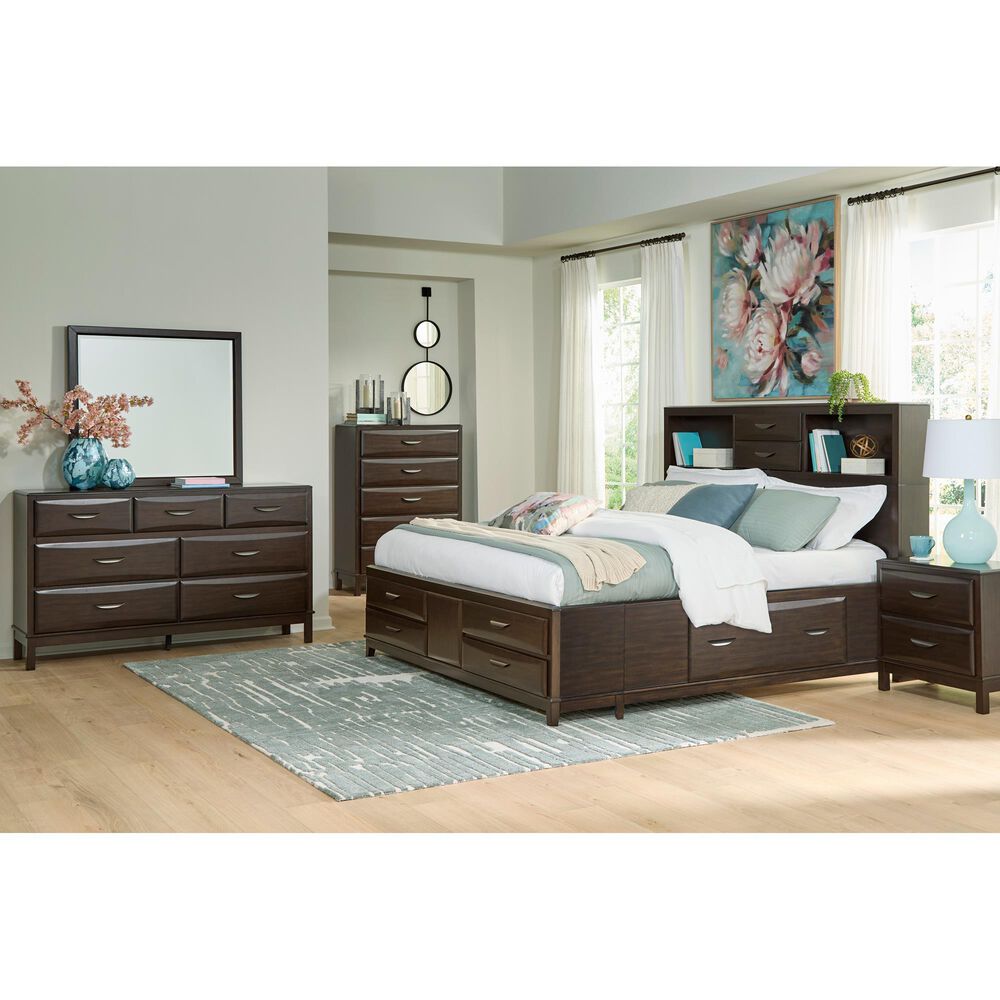 Ashley Vanmore 5-Piece King Storage Bedroom Set in Dark Brown, , large