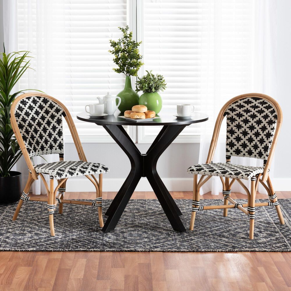 Baxton Studio Ambre Side Chair in Black and White (Set of 2), , large