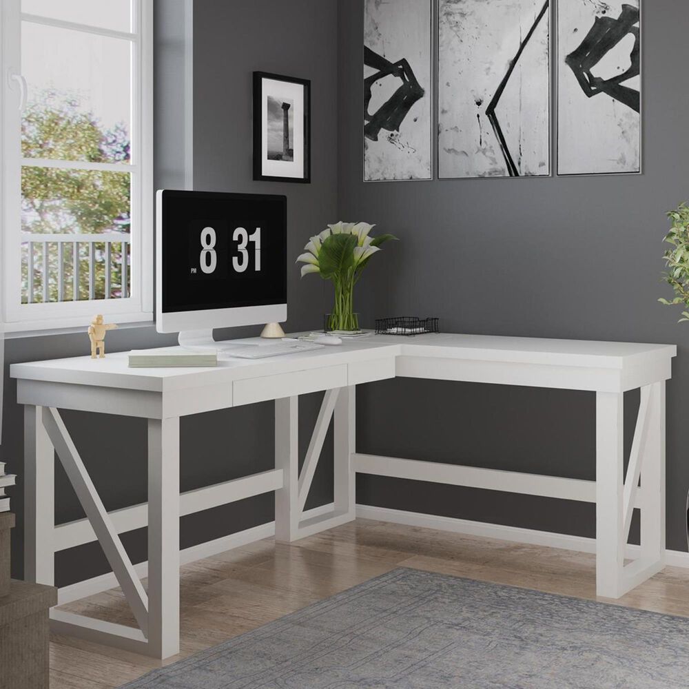 DHP Huntsville Lift Top L-Desk in White, , large