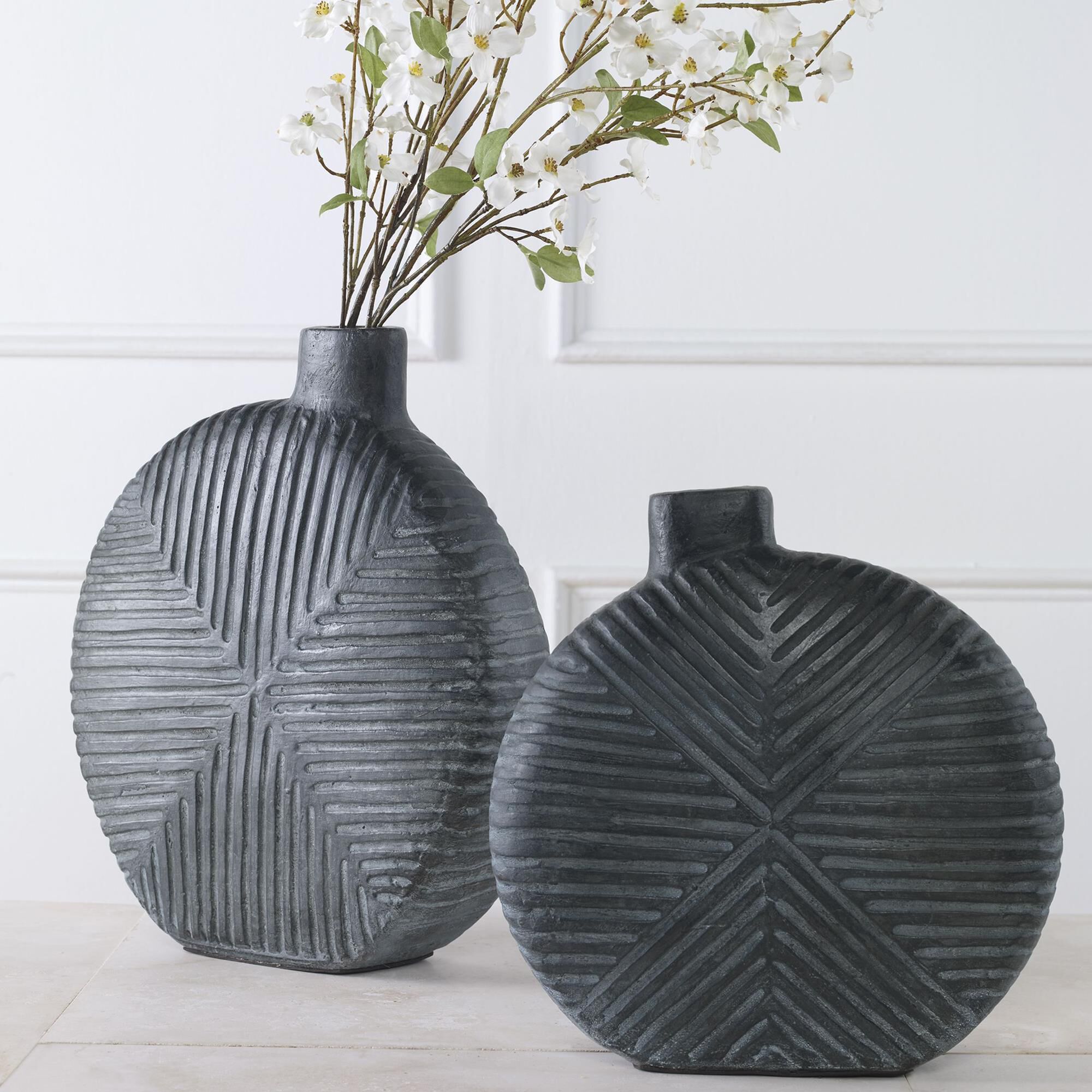 Uttermost Viewpoint Vase in Aged Black (Set of 2)