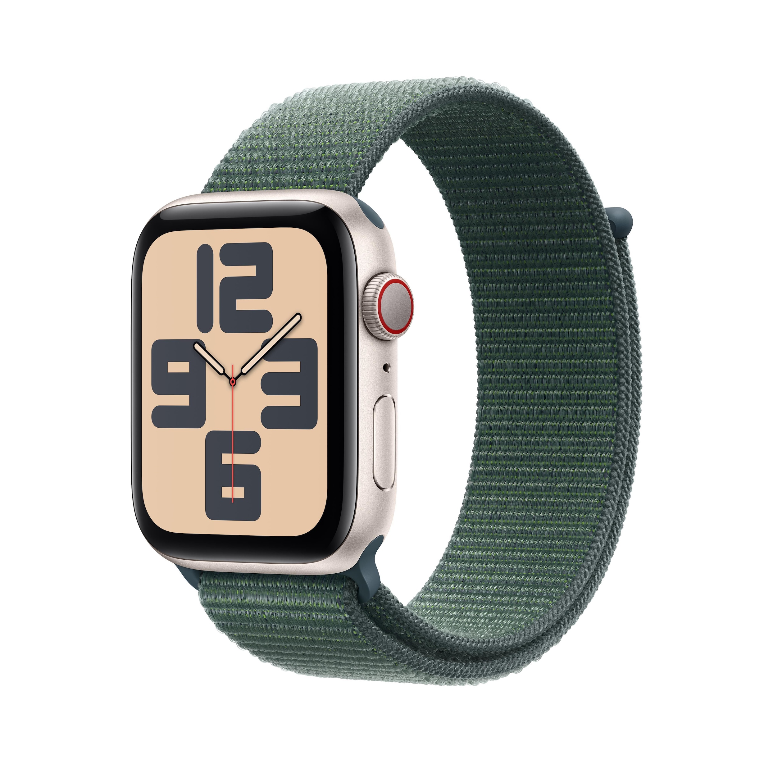 Apple Watch SE GPS + Cellular 44mm Starlight Aluminum Case with Lake Green  Sport Loop