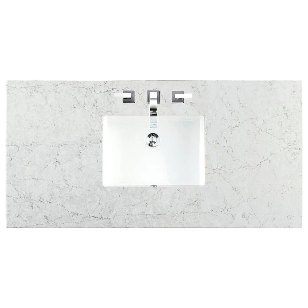 James Martin Vanities Addison 60&quot; Double Bathroom Vanity in Glossy White with 3 cm Eternal Marfil Quartz Top and Rectangular Sinks, , large