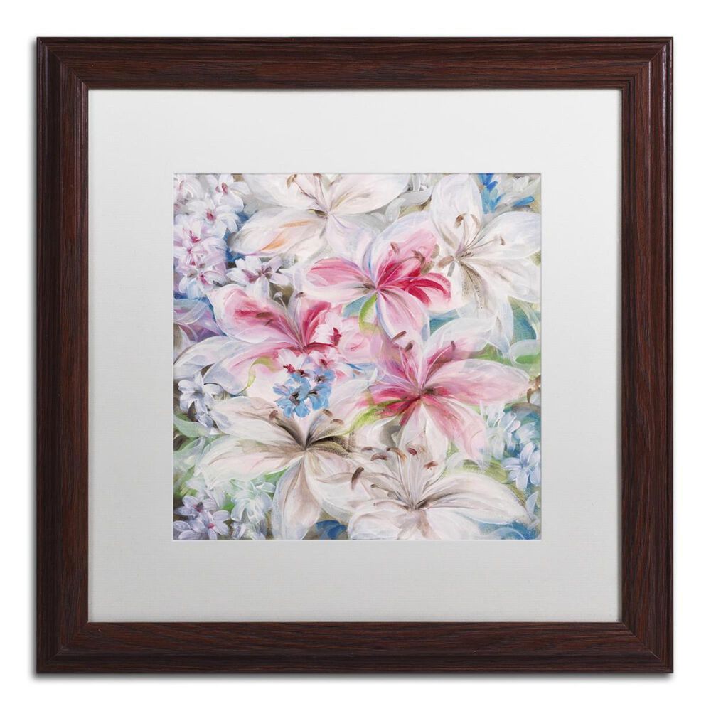Timberlake 11" x 11" Lily Patch Art in White Matting and Brown Frame, , large