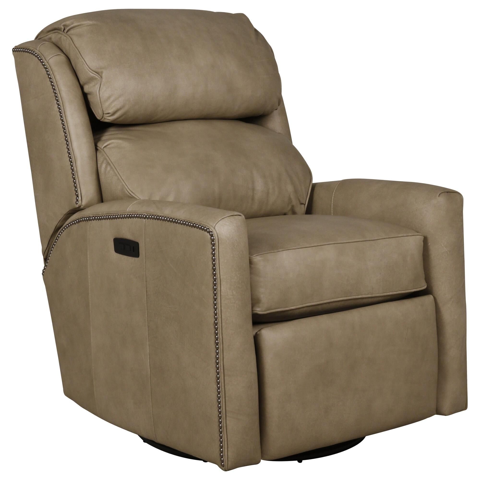 Smith Brothers Leather Power Swivel Glider in Tan Bisque NFM
