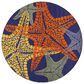 Nourison Aloha 5"3" Round Blue and Multicolor Indoor/Outdoor Area Rug, , large