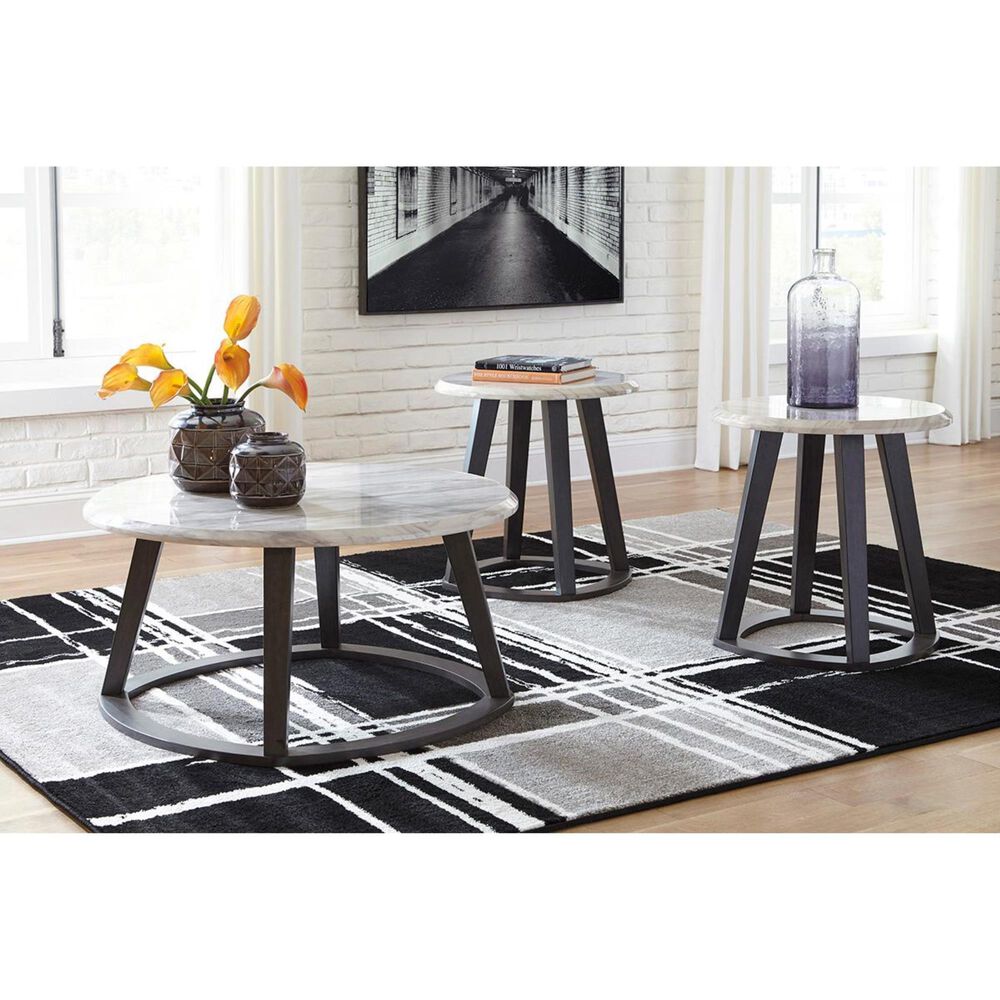 Signature Design by Ashley Luvoni 3-Piece Table Set in White and Dark Charcoal Gray, , large