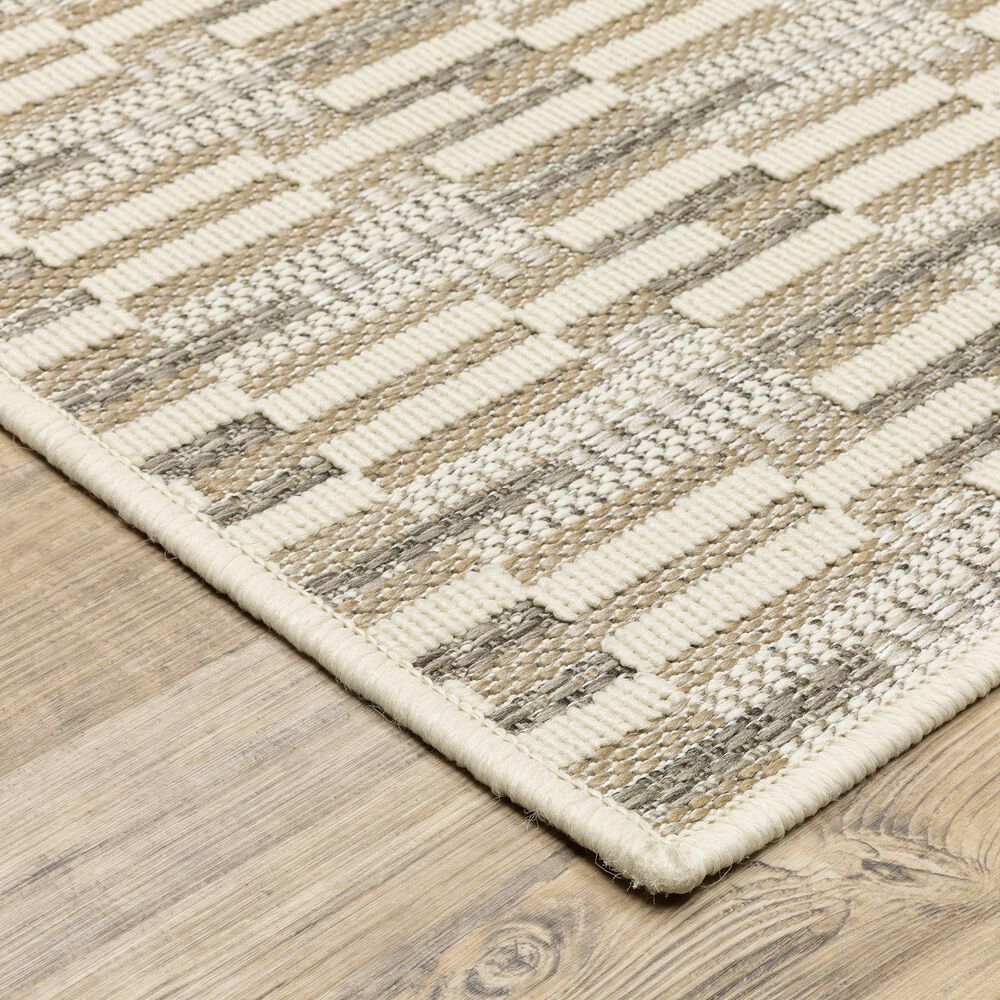 ROW by Oriental Weavers Zarina ZAR03 Beige and Ivory 5'3" x 7'3" Indoor/Outdoor Area Rug, , large