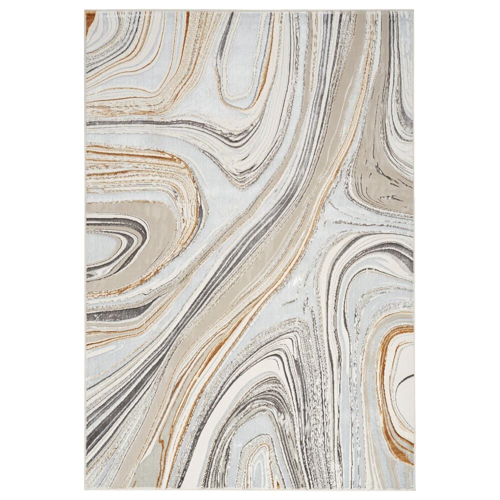 Nourison Glitz GLZ21 Grey and Gold 3"11" x 5"11" Area Rug, , large