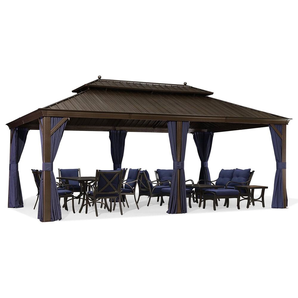 HOMLUX 12" x 20" Hardtop gazebo with double roof in Bronze, , large
