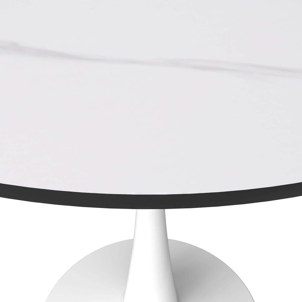 Leisuremod Leisuremod Bristol 35 round dining table White base with White Sintered stone Top, , large
