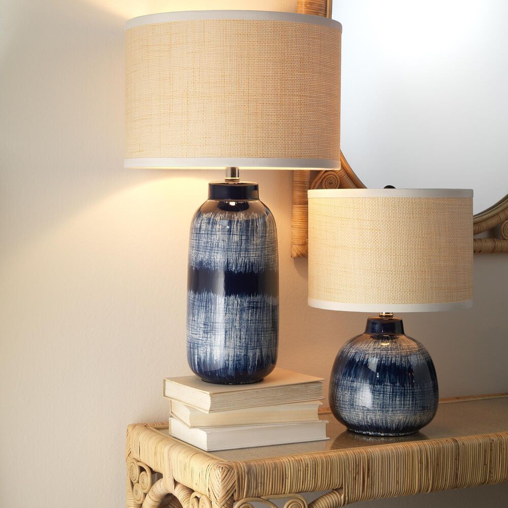 Splendor Living Batik 18&quot; Table Lamp with Cream Shade in Blue, , large