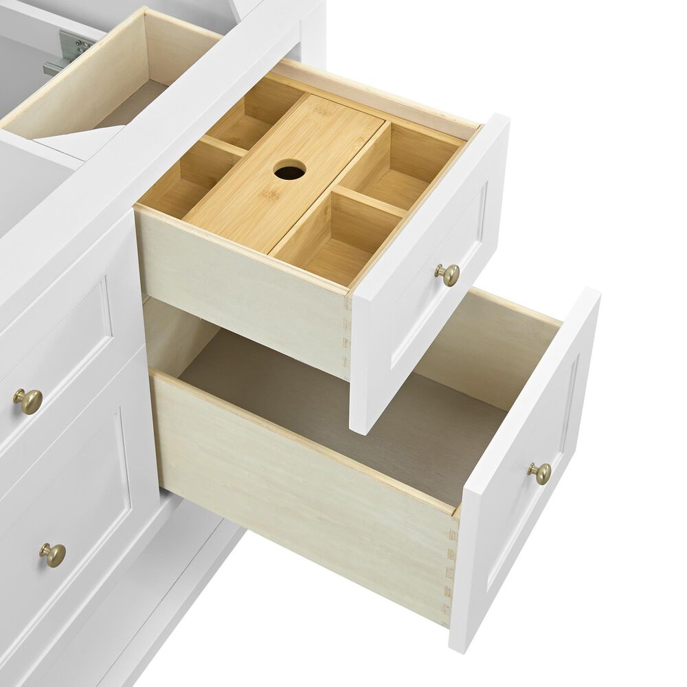 James Martin Vanities Breckenridge 60" Single Bathroom Vanity in Bright White with 3 cm Carrara White Marble Top and Rectangular Sink, , large