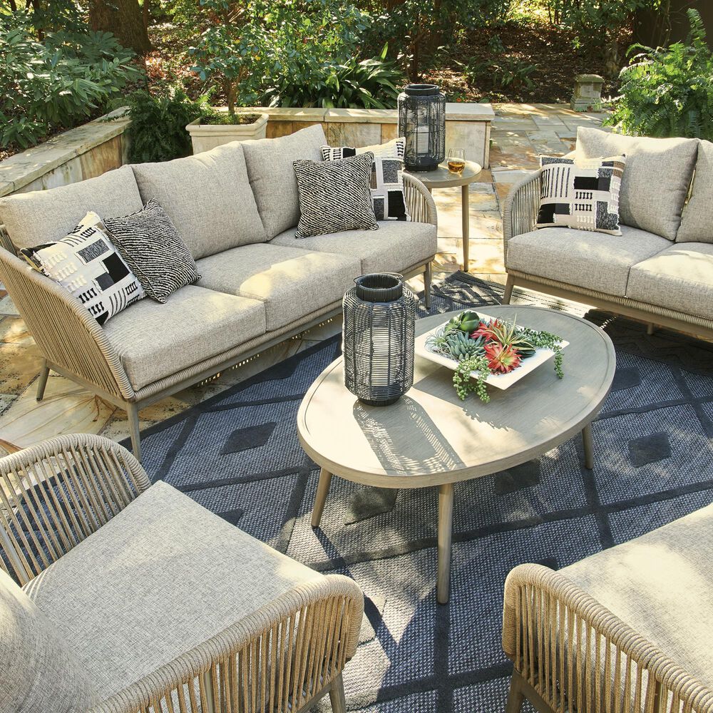 Ashley Swiss Valley Outdoor Coffee Table in Beige, , large