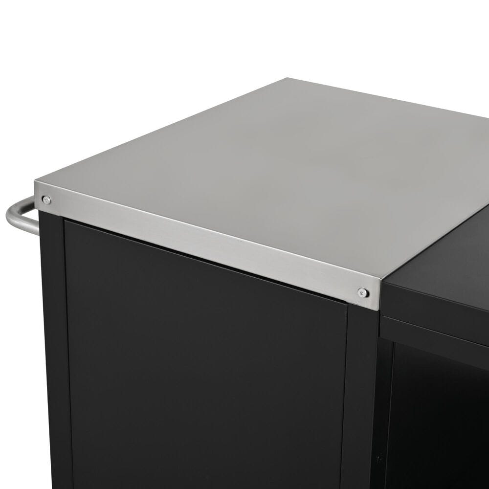 HOMLUX 72.4" Outdoor Kitchen Island with Large Fold-out Prep Table and Adjustable Shelves for Big Green Egg in Black, , large