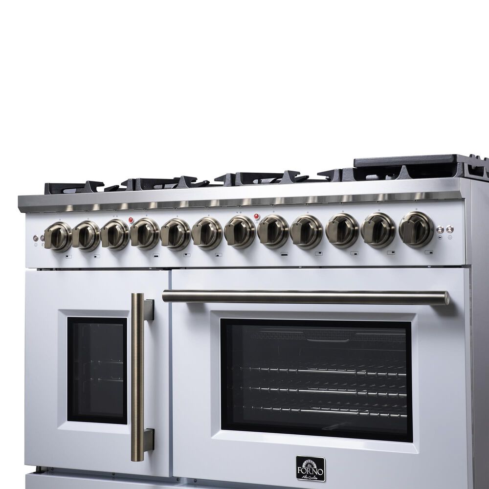 Forno Capriasca 48" Freestanding French Door Dual Fuel Range in White, , large