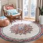 Safavieh Aria Oriental 6"6" Round Ivory and Navy Area Rug, , large