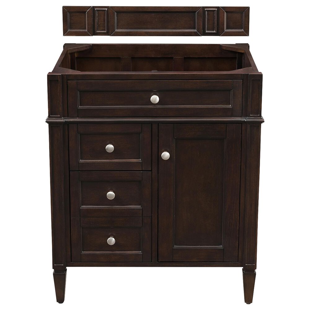 James Martin Vanities Brittany 30&quot; Single Bathroom Vanity in Burnished Mahogany with 3 cm Carrara White Marble Top and Rectangle Sink, , large