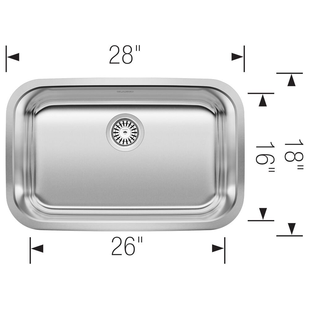 Blanco Stellar 28&quot; ADA Single Bowl Kitchen Sink in Stainless Steel, , large