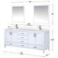 Lexora Home Jacques 80" Double Bathroom Vanity in Distressed Grey with 2 cm White Cultured Marble Top and Rectangular Sinks, , large